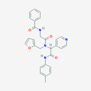 molecular formula C28H26N4O4 B397212 N-(2-{(2-furylmethyl)[2-oxo-1-(4-pyridinyl)-2-(4-toluidino)ethyl]amino}-2-oxoethyl)benzamide 