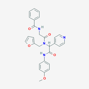 molecular formula C28H26N4O5 B397216 N-(2-{(2-furylmethyl)[2-(4-methoxyanilino)-2-oxo-1-(4-pyridinyl)ethyl]amino}-2-oxoethyl)benzamide 