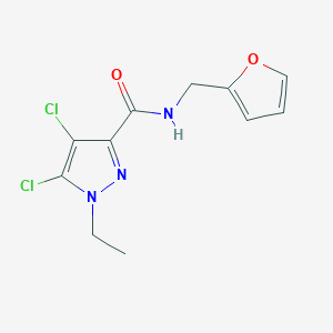 molecular formula C11H11Cl2N3O2 B397217 4,5-dichloro-1-ethyl-N-(2-furylmethyl)-1H-pyrazole-3-carboxamide 