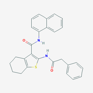 molecular formula C27H24N2O2S B397226 N-(1-naphthyl)-2-[(phenylacetyl)amino]-4,5,6,7-tetrahydro-1-benzothiophene-3-carboxamide 