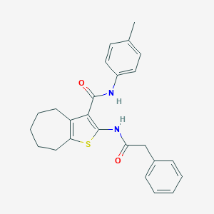 molecular formula C25H26N2O2S B397228 N-(4-methylphenyl)-2-[(phenylacetyl)amino]-5,6,7,8-tetrahydro-4H-cyclohepta[b]thiophene-3-carboxamide 