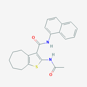molecular formula C22H22N2O2S B397229 2-(acetylamino)-N-(1-naphthyl)-5,6,7,8-tetrahydro-4H-cyclohepta[b]thiophene-3-carboxamide 