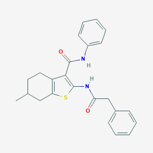 molecular formula C24H24N2O2S B397233 6-methyl-N-phenyl-2-[(phenylacetyl)amino]-4,5,6,7-tetrahydro-1-benzothiophene-3-carboxamide 