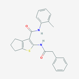 molecular formula C23H22N2O2S B397234 N-(2-methylphenyl)-2-[(phenylacetyl)amino]-5,6-dihydro-4H-cyclopenta[b]thiophene-3-carboxamide 