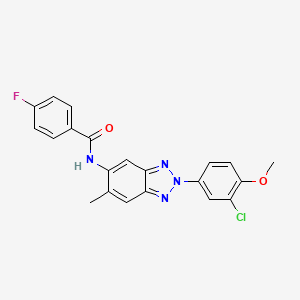 molecular formula C21H16ClFN4O2 B3972340 N-[2-(3-chloro-4-methoxyphenyl)-6-methyl-2H-1,2,3-benzotriazol-5-yl]-4-fluorobenzamide 