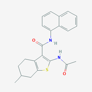 molecular formula C22H22N2O2S B397236 2-(acetylamino)-6-methyl-N-(1-naphthyl)-4,5,6,7-tetrahydro-1-benzothiophene-3-carboxamide 