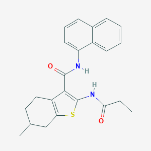 molecular formula C23H24N2O2S B397237 6-methyl-N-(1-naphthyl)-2-(propionylamino)-4,5,6,7-tetrahydro-1-benzothiophene-3-carboxamide 