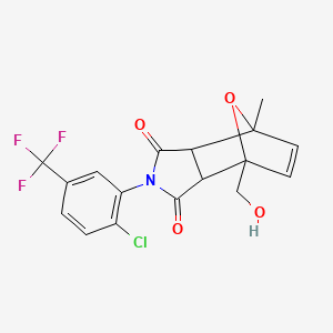 molecular formula C17H13ClF3NO4 B3972387 4-[2-chloro-5-(trifluoromethyl)phenyl]-1-(hydroxymethyl)-7-methyl-10-oxa-4-azatricyclo[5.2.1.0~2,6~]dec-8-ene-3,5-dione 