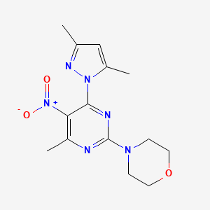 4-[4-(3,5-dimethyl-1H-pyrazol-1-yl)-6-methyl-5-nitro-2-pyrimidinyl]morpholine