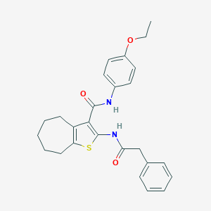 molecular formula C26H28N2O3S B397246 N-(4-ethoxyphenyl)-2-[(phenylacetyl)amino]-5,6,7,8-tetrahydro-4H-cyclohepta[b]thiophene-3-carboxamide 