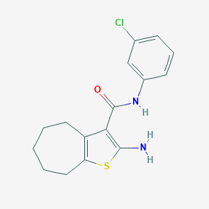 molecular formula C16H17ClN2OS B397248 2-amino-N-(3-chlorophenyl)-5,6,7,8-tetrahydro-4H-cyclohepta[b]thiophene-3-carboxamide 