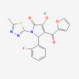 molecular formula C18H12FN3O4S B3972488 5-(2-fluorophenyl)-4-(2-furoyl)-3-hydroxy-1-(5-methyl-1,3,4-thiadiazol-2-yl)-1,5-dihydro-2H-pyrrol-2-one 