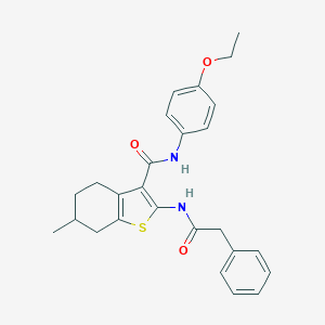 molecular formula C26H28N2O3S B397250 N-(4-ethoxyphenyl)-6-methyl-2-[(phenylacetyl)amino]-4,5,6,7-tetrahydro-1-benzothiophene-3-carboxamide 