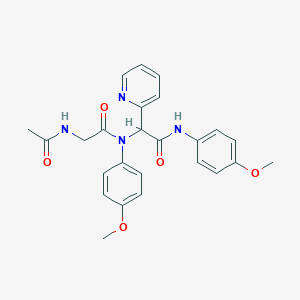 molecular formula C25H26N4O5 B397253 2-{[(acetylamino)acetyl]-4-methoxyanilino}-N-(4-methoxyphenyl)-2-(2-pyridinyl)acetamide 
