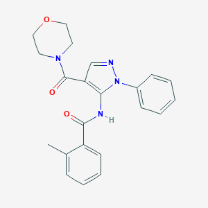 molecular formula C22H22N4O3 B397254 2-Methyl-N-[4-(morpholine-4-carbonyl)-2-phenyl-2H-pyrazol-3-yl]-benzamide 