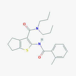 molecular formula C22H28N2O2S B397256 2-[(2-methylbenzoyl)amino]-N,N-dipropyl-5,6-dihydro-4H-cyclopenta[b]thiophene-3-carboxamide 