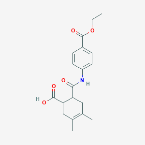 molecular formula C19H23NO5 B3972573 6-({[4-(ethoxycarbonyl)phenyl]amino}carbonyl)-3,4-dimethyl-3-cyclohexene-1-carboxylic acid 