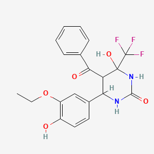 molecular formula C20H19F3N2O5 B3972600 5-benzoyl-6-(3-ethoxy-4-hydroxyphenyl)-4-hydroxy-4-(trifluoromethyl)tetrahydro-2(1H)-pyrimidinone 