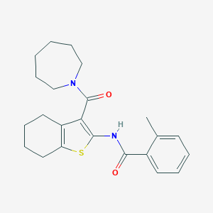 molecular formula C23H28N2O2S B397262 N-[3-(azepan-1-ylcarbonyl)-4,5,6,7-tetrahydro-1-benzothiophen-2-yl]-2-methylbenzamide 