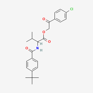 molecular formula C24H28ClNO4 B3972648 2-(4-chlorophenyl)-2-oxoethyl N-(4-tert-butylbenzoyl)valinate 