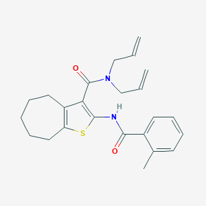 molecular formula C24H28N2O2S B397266 N,N-diallyl-2-[(2-methylbenzoyl)amino]-5,6,7,8-tetrahydro-4H-cyclohepta[b]thiophene-3-carboxamide 