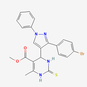 molecular formula C22H19BrN4O2S B3972677 methyl 4-[3-(4-bromophenyl)-1-phenyl-1H-pyrazol-4-yl]-6-methyl-2-thioxo-1,2,3,4-tetrahydro-5-pyrimidinecarboxylate 