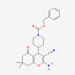 benzyl 4-(2-amino-3-cyano-7,7-dimethyl-5-oxo-5,6,7,8-tetrahydro-4H-chromen-4-yl)-1-piperidinecarboxylate