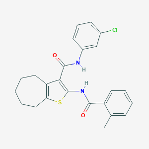 molecular formula C24H23ClN2O2S B397272 N-(3-chlorophenyl)-2-[(2-methylbenzoyl)amino]-5,6,7,8-tetrahydro-4H-cyclohepta[b]thiophene-3-carboxamide 