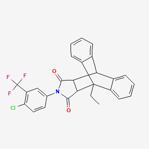 molecular formula C27H19ClF3NO2 B3972768 17-[4-chloro-3-(trifluoromethyl)phenyl]-1-ethyl-17-azapentacyclo[6.6.5.0~2,7~.0~9,14~.0~15,19~]nonadeca-2,4,6,9,11,13-hexaene-16,18-dione 