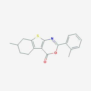 molecular formula C18H17NO2S B397278 7-methyl-2-(2-methylphenyl)-5,6,7,8-tetrahydro-4H-[1]benzothieno[2,3-d][1,3]oxazin-4-one 
