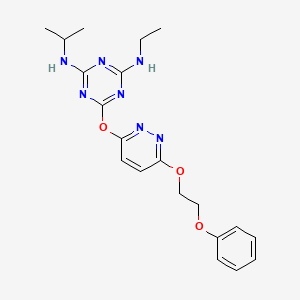 molecular formula C20H25N7O3 B3972787 N-ethyl-N'-isopropyl-6-{[6-(2-phenoxyethoxy)-3-pyridazinyl]oxy}-1,3,5-triazine-2,4-diamine 