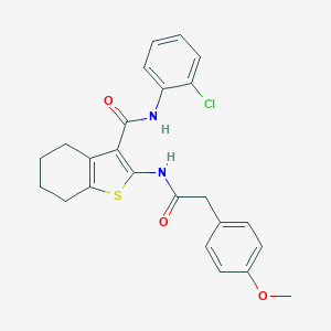 molecular formula C24H23ClN2O3S B397281 N-(2-chlorophenyl)-2-{[(4-methoxyphenyl)acetyl]amino}-4,5,6,7-tetrahydro-1-benzothiophene-3-carboxamide 