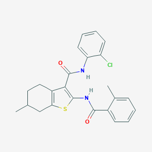 molecular formula C24H23ClN2O2S B397289 N-(2-chlorophenyl)-6-methyl-2-[(2-methylbenzoyl)amino]-4,5,6,7-tetrahydro-1-benzothiophene-3-carboxamide 