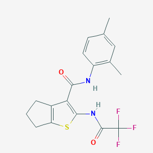molecular formula C18H17F3N2O2S B397295 N-(2,4-dimethylphenyl)-2-[(trifluoroacetyl)amino]-5,6-dihydro-4H-cyclopenta[b]thiophene-3-carboxamide 