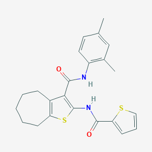 molecular formula C23H24N2O2S2 B397300 N-(2,4-dimethylphenyl)-2-[(2-thienylcarbonyl)amino]-5,6,7,8-tetrahydro-4H-cyclohepta[b]thiophene-3-carboxamide 