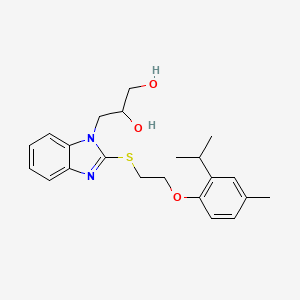 molecular formula C22H28N2O3S B3973004 3-(2-{[2-(2-isopropyl-4-methylphenoxy)ethyl]thio}-1H-benzimidazol-1-yl)-1,2-propanediol 