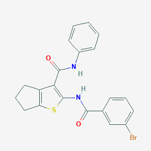molecular formula C21H17BrN2O2S B397303 2-[(3-bromobenzoyl)amino]-N-phenyl-5,6-dihydro-4H-cyclopenta[b]thiophene-3-carboxamide 
