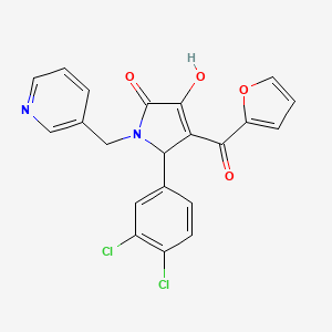 molecular formula C21H14Cl2N2O4 B3973048 5-(3,4-dichlorophenyl)-4-(2-furoyl)-3-hydroxy-1-(3-pyridinylmethyl)-1,5-dihydro-2H-pyrrol-2-one 