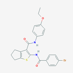 molecular formula C23H21BrN2O3S B397305 2-[(4-bromobenzoyl)amino]-N-(4-ethoxyphenyl)-5,6-dihydro-4H-cyclopenta[b]thiophene-3-carboxamide 