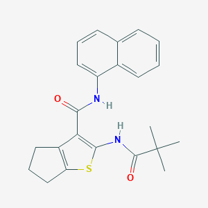 molecular formula C23H24N2O2S B397309 2-[(2,2-dimethylpropanoyl)amino]-N-(1-naphthyl)-5,6-dihydro-4H-cyclopenta[b]thiophene-3-carboxamide 