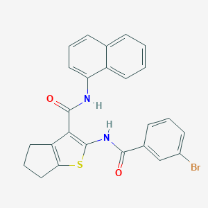 molecular formula C25H19BrN2O2S B397310 2-[(3-bromobenzoyl)amino]-N-1-naphthyl-5,6-dihydro-4H-cyclopenta[b]thiophene-3-carboxamide 
