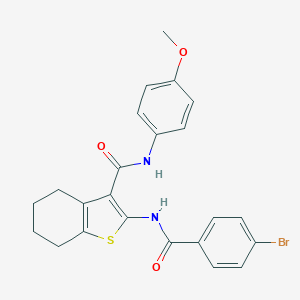 molecular formula C23H21BrN2O3S B397314 2-[(4-bromobenzoyl)amino]-N-(4-methoxyphenyl)-4,5,6,7-tetrahydro-1-benzothiophene-3-carboxamide 