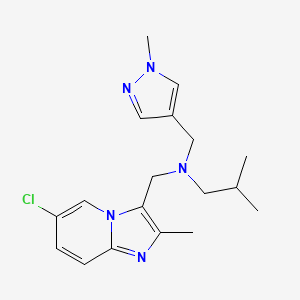 molecular formula C18H24ClN5 B3973159 N-[(6-chloro-2-methylimidazo[1,2-a]pyridin-3-yl)methyl]-2-methyl-N-[(1-methyl-1H-pyrazol-4-yl)methyl]propan-1-amine 