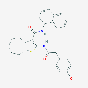 molecular formula C29H28N2O3S B397316 2-{[(4-methoxyphenyl)acetyl]amino}-N-1-naphthyl-5,6,7,8-tetrahydro-4H-cyclohepta[b]thiophene-3-carboxamide 