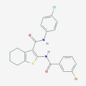molecular formula C22H18BrClN2O2S B397318 2-[(3-bromobenzoyl)amino]-N-(4-chlorophenyl)-4,5,6,7-tetrahydro-1-benzothiophene-3-carboxamide 