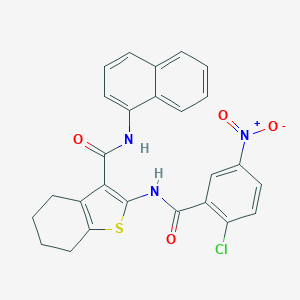 molecular formula C26H20ClN3O4S B397319 2-({2-chloro-5-nitrobenzoyl}amino)-N-(1-naphthyl)-4,5,6,7-tetrahydro-1-benzothiophene-3-carboxamide 