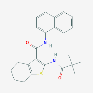 molecular formula C24H26N2O2S B397321 2-[(2,2-dimethylpropanoyl)amino]-N-(1-naphthyl)-4,5,6,7-tetrahydro-1-benzothiophene-3-carboxamide 