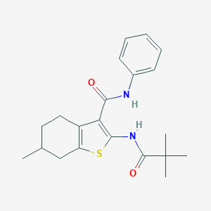 molecular formula C21H26N2O2S B397323 2-[(2,2-dimethylpropanoyl)amino]-6-methyl-N-phenyl-4,5,6,7-tetrahydro-1-benzothiophene-3-carboxamide 