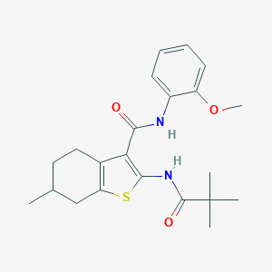 molecular formula C22H28N2O3S B397326 2-[(2,2-dimethylpropanoyl)amino]-N-(2-methoxyphenyl)-6-methyl-4,5,6,7-tetrahydro-1-benzothiophene-3-carboxamide 