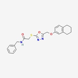 N-benzyl-2-({5-[(5,6,7,8-tetrahydro-2-naphthalenyloxy)methyl]-1,3,4-oxadiazol-2-yl}thio)acetamide